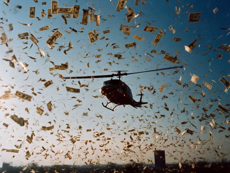 Largage de billets depuis un hélicoptère à Detroit